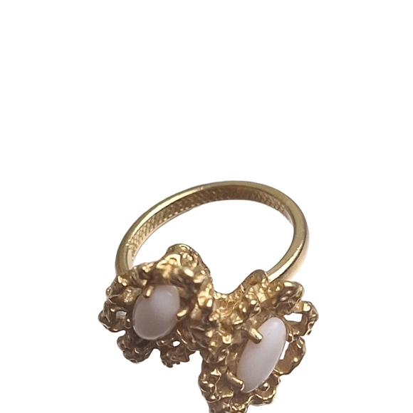 Vintage 10K Yellow Gold And Pink Opal Ring Size 5 Weighes 4.23 grams Not Marked - Picture 5 of 7